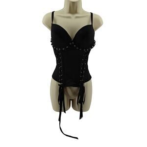 Y2k Women's Morbid Threads Black Corset Babydoll Whimsigoth Coquette Top 34C